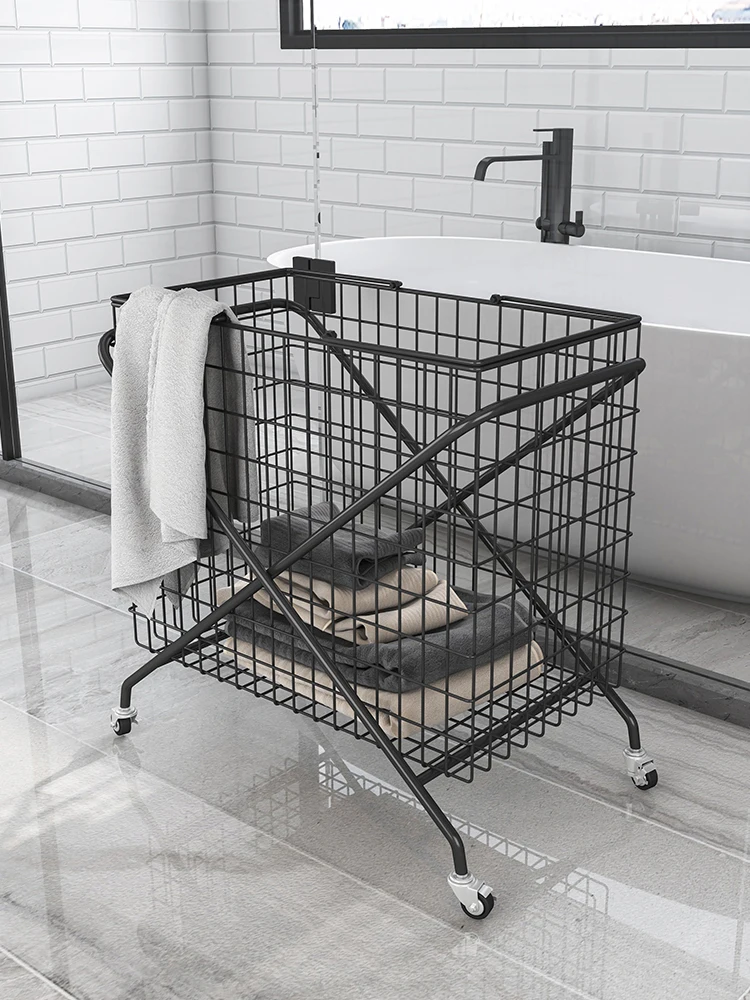 

Nordic wrought iron toy clothes storage basket bathroom dirty clothes basket