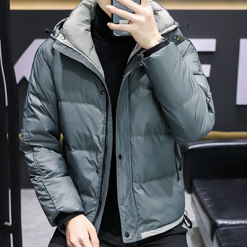 Solid Color Warm Duck Down Jackets Men's Winter Casual Short Hooded Puffer Coat Outwear Plus Size L-5XL Thick Parkas Top Clothes