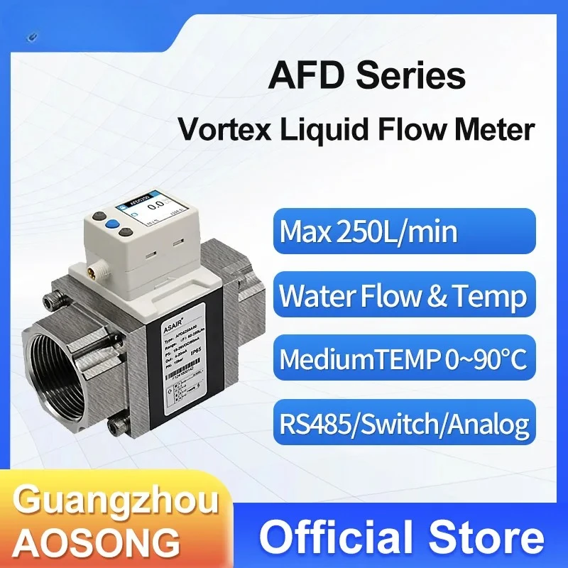 ASAIR Vortex Liquid Water Flow Meter Sensor Replacing SMC Water Digital Flow Switch AFD Series