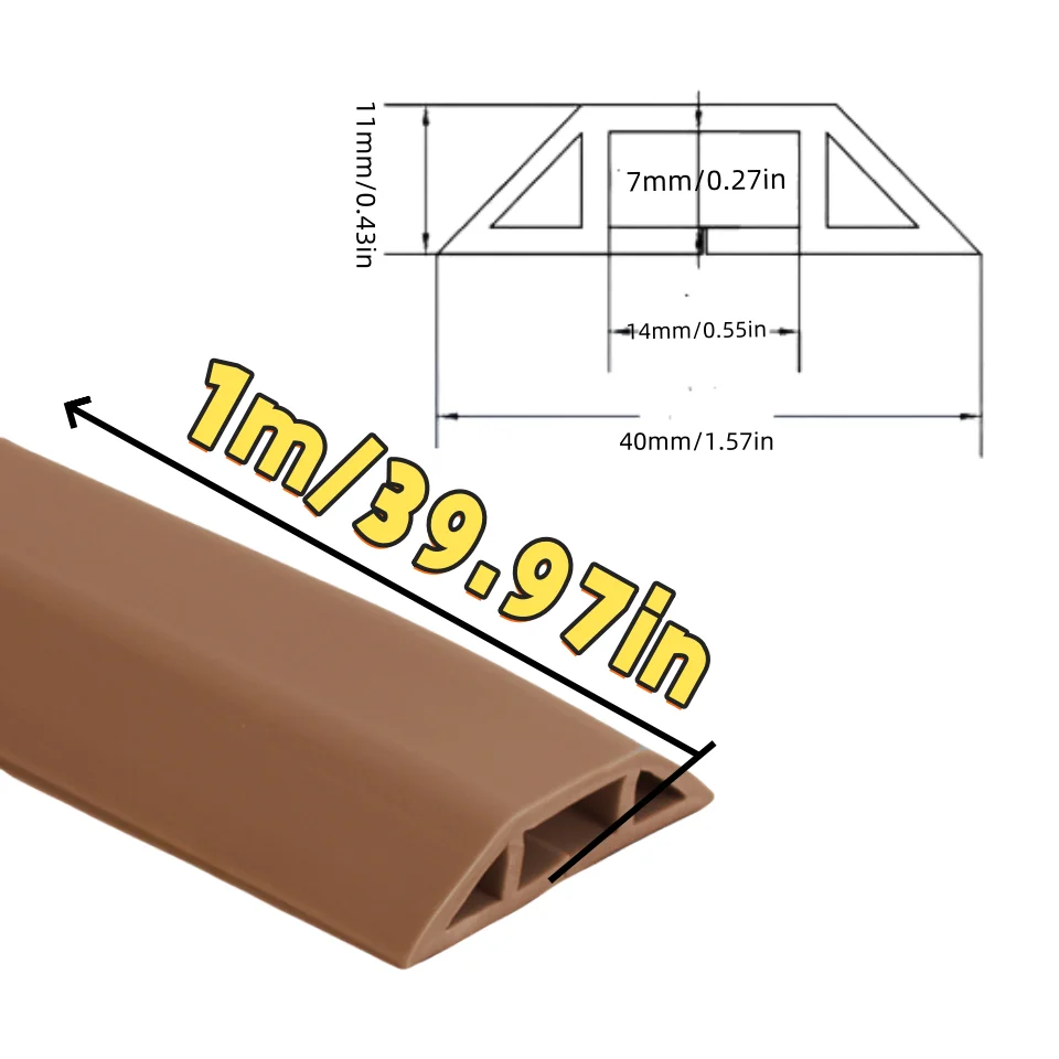 1pc 1m/2m Wire Slot Wire Organizer Cable Cover Extension Wiring Duct Protector Cord Protector Floor Cord Cover Power Cable
