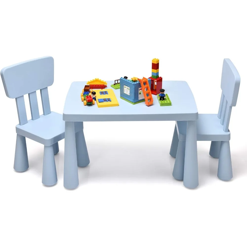 Kids 'Plastic Activity Table and Chair Set, mesa de aprendizagem para leitura, desenho, lanche, artesanato, pré-escolar, 3 pcs