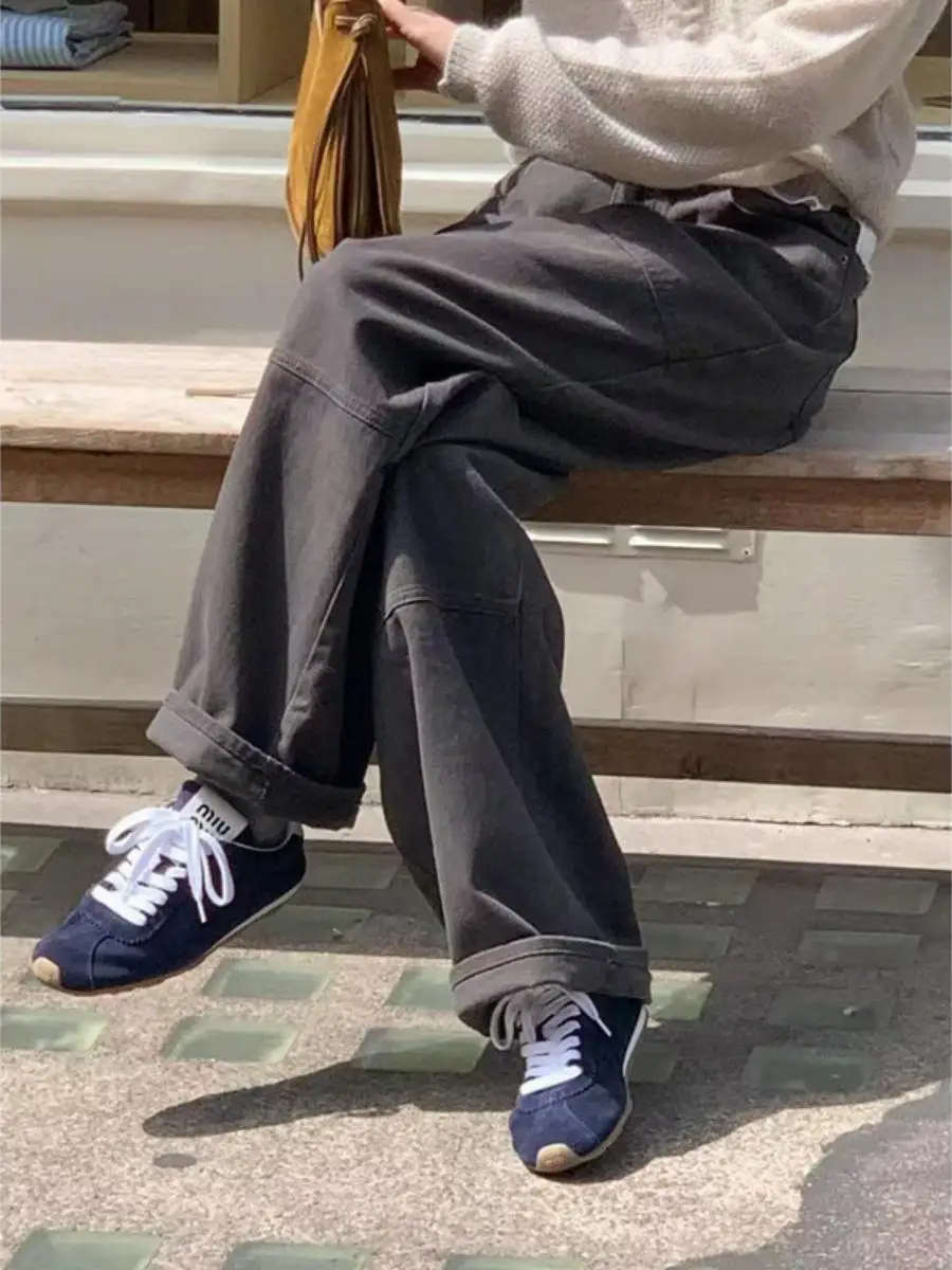 

Wide Leg Denim Jeans Women's Loose Drapey Retro Workwear Sle Slimming Long Trousers Qui very Commute Sle W...
