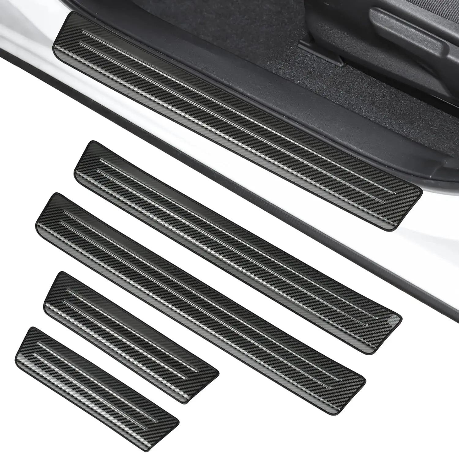 

4PCS Door Sill Protector Compatible with Subaru 2024-2026 Crosstrek Impreza Accessories Carbon Fiber Texture Stainless Steel Mat