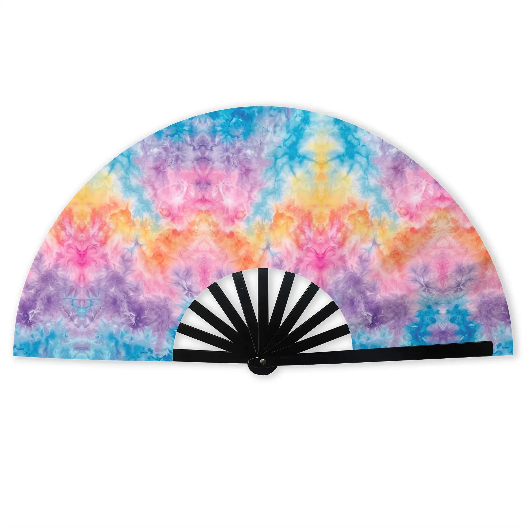 Tie Dye Folding Hand Fan Personalized  Polyester Fabric Fan Fashion Summer Accessory Decorative Fans