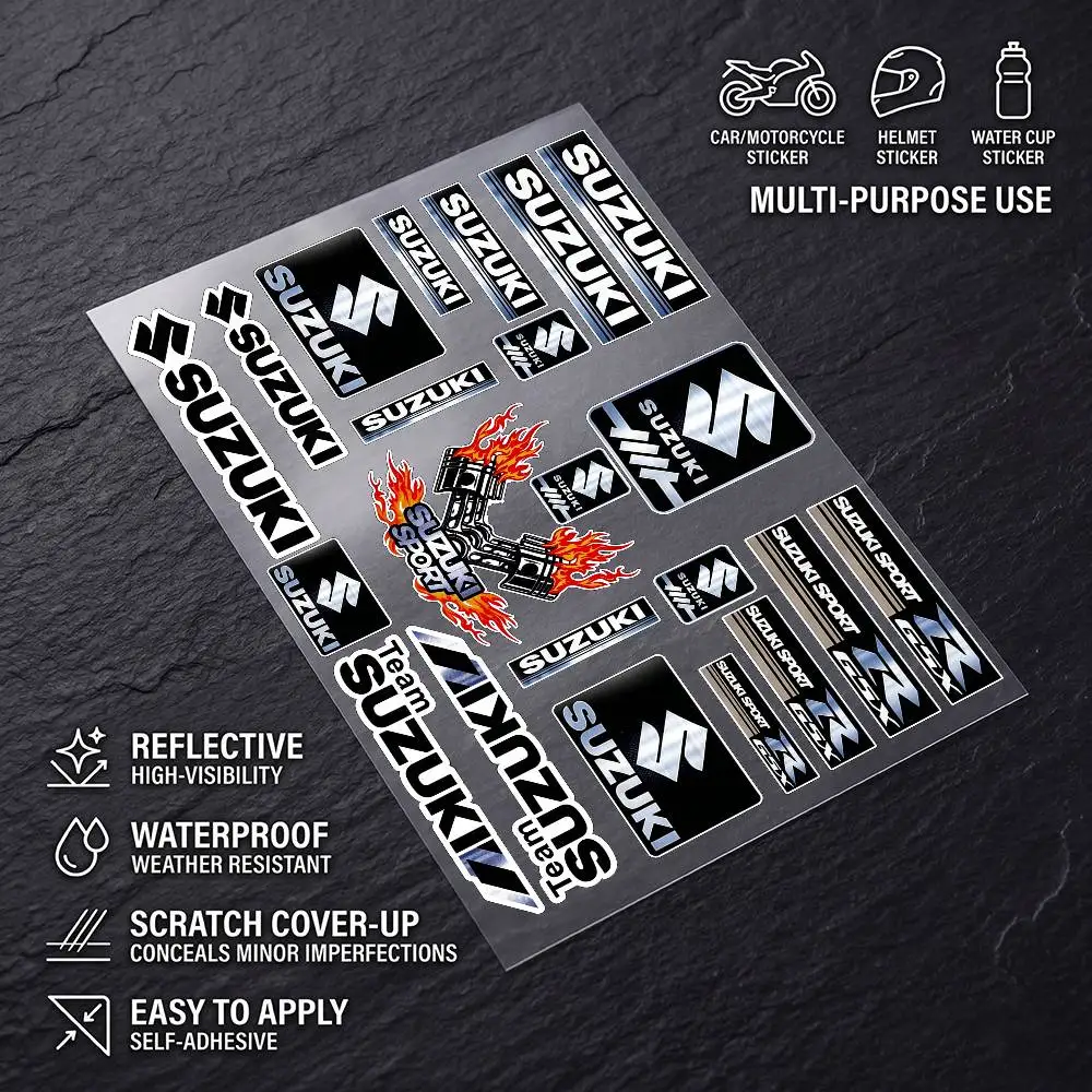 

FOR SUZUKI Waterproof Reflective Scratch Cover Sticker Universal Decor Decal For Car Motorcycle Helmet Refrigerator