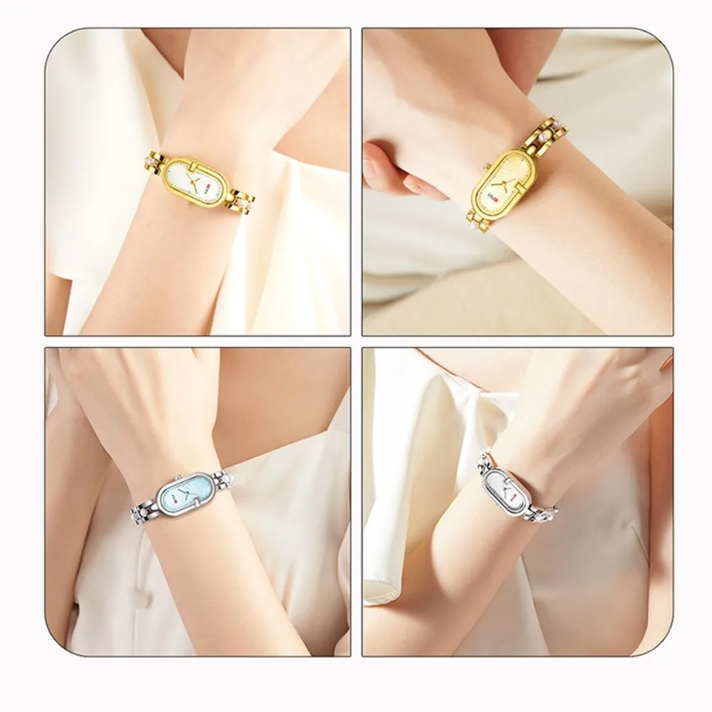 OFNS 5521 Nowy Luksusowy Zegarek Damski z Perłami, Dekoracyjny, Elipsoidalny, Wodoodporny Zegarek Kwarcowy na Pasku dla Kobiet Relogio Feminino