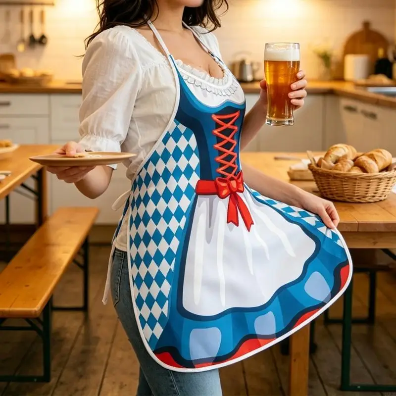 Beer Festival Costume Apron for Adults Quick Wear Neck Loop Apron for Oktoberfest Parties, Photos, and Service 