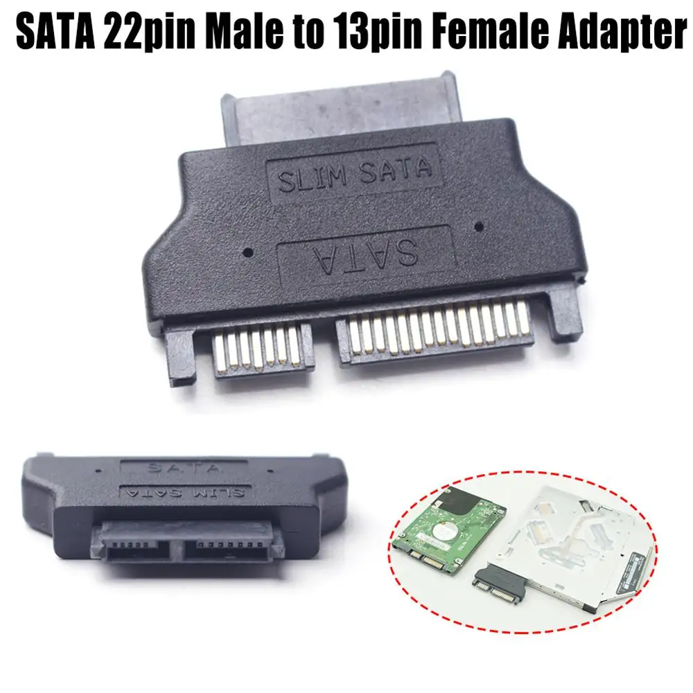 Slimline SATA محول المسلسل ATA 7 + 15 22pin ذكر إلى Slim 7 + 6 13pin شاحن أنثي