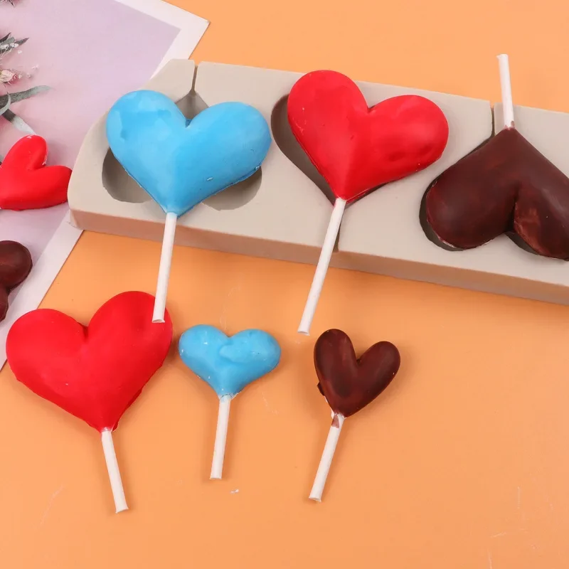 Love Chocolate Silicone Mold，Diy Handmade Lollipop Mold，Heart-shaped Fondant Mold Cake Decoration Accessories Valentine\'s Day