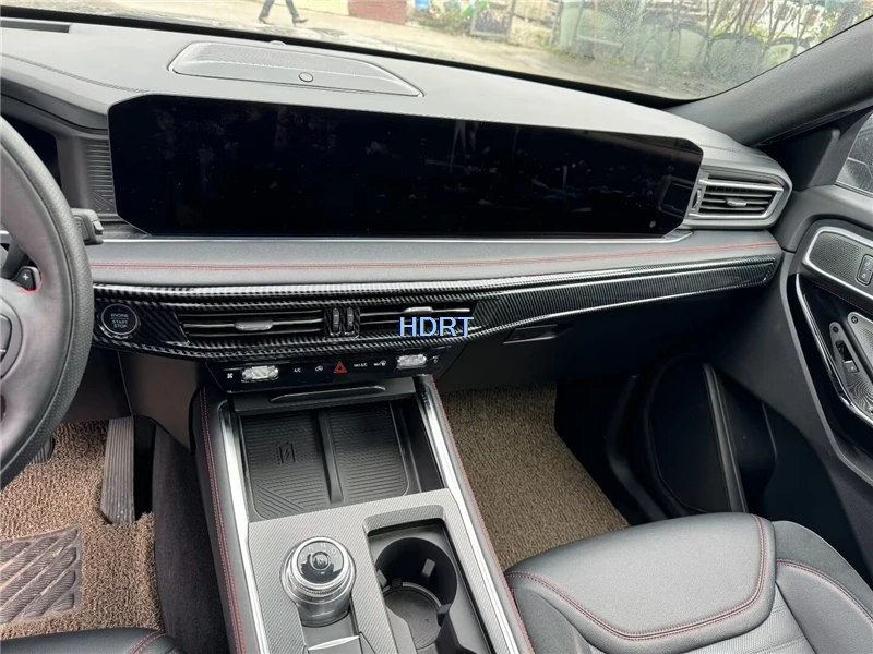 تصفيف السيارة والعتاد التحول نافذة رفع لوحة التبديل منفذ تنفيس الهواء عجلة القيادة ألياف الكربون الداخلية لفورد اكسبلورر 2023 +