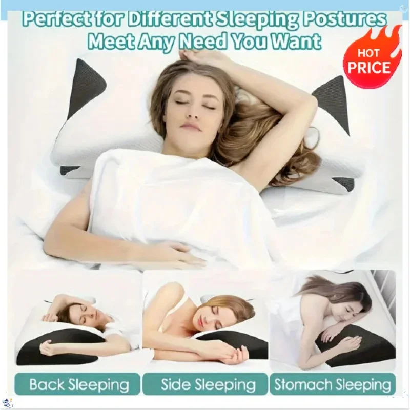 Ergonomic Cotton Body Support Pillow Soft Lightweight Sleep Cushion For Side Back & Stomach Sleepers