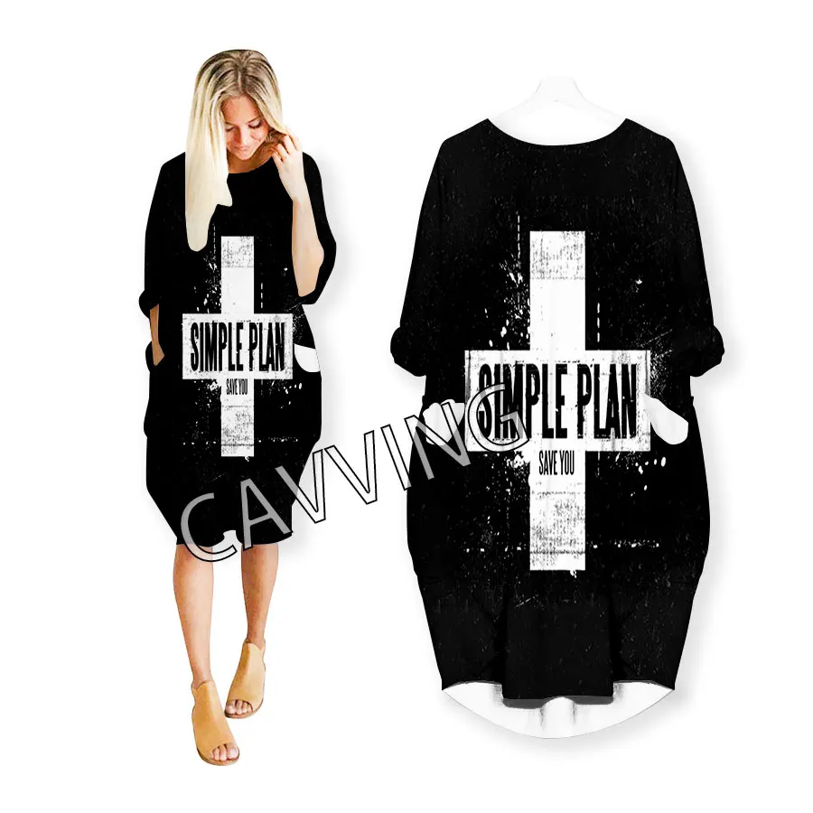 

CAVVING 3D Print Simple Plan Band Funny Shirt Suit Harajuku Top Women Clothes Women's Skirts Long-sleeved Dresses