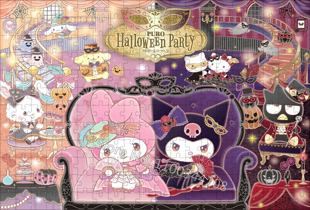 Sanrio My Melody Kuromi HelloKitty จิ๊กซอว์ตัวการ์ตูนน่ารักปริศนาฮาโลวีนปาร์ตี้สำหรับเด็กของเล่นแฮนด์เมด