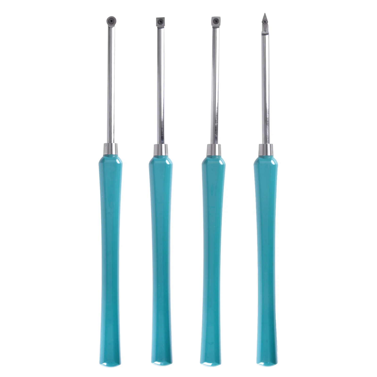 Woodturning Carbide Lathe Tools-4PCS Lathe Rougher Finisher Detailer with Diamond Round Square Sharp Arc Carbide Inserts