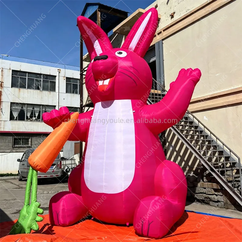 Giant Inflatable Cute Pink Rabbit Mascot Cartoon Model Easter Party Festival Outdoor Courtyard Event Decoration Props