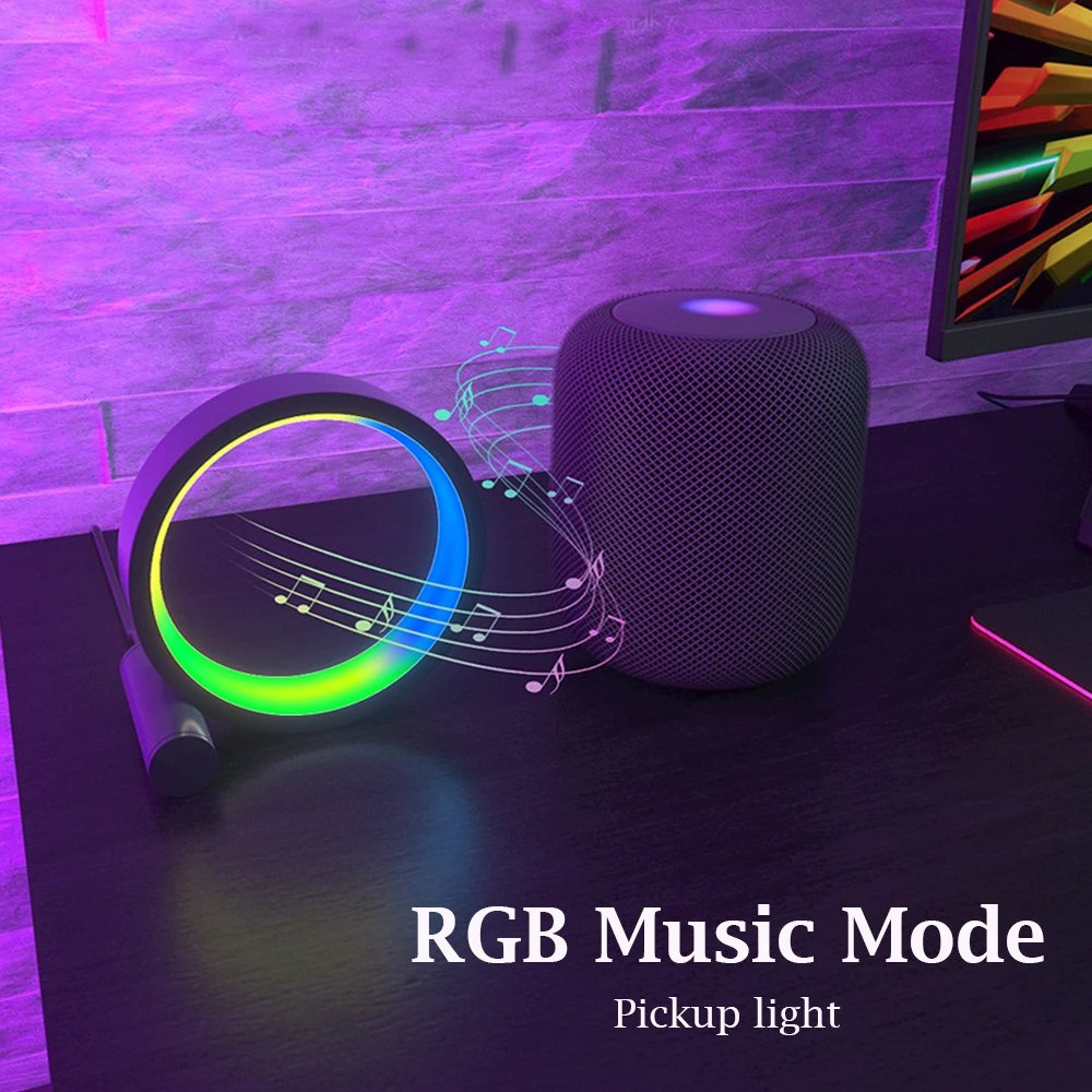 FTOYIN 6/10inch Night Light USB Charge Ring Led Desk Lamp APP Control RGB Music Rhythm Light For Bedroom Home Decoration