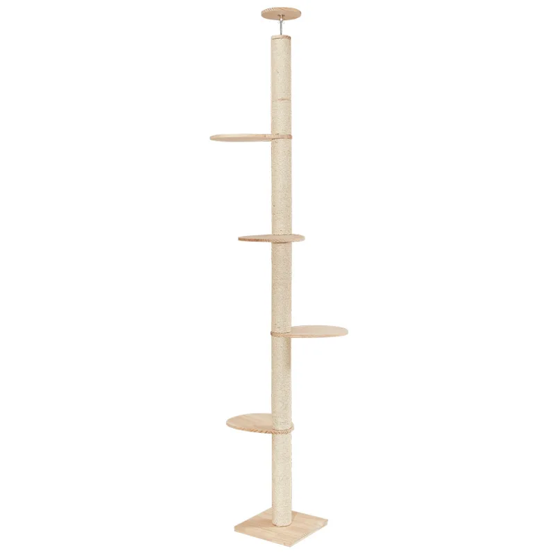 

Solid Wood Cat Climbing Frame Tongtian Pillar with Platform Tree Toy Scratching Post for Cats Pet Activity And Exercise