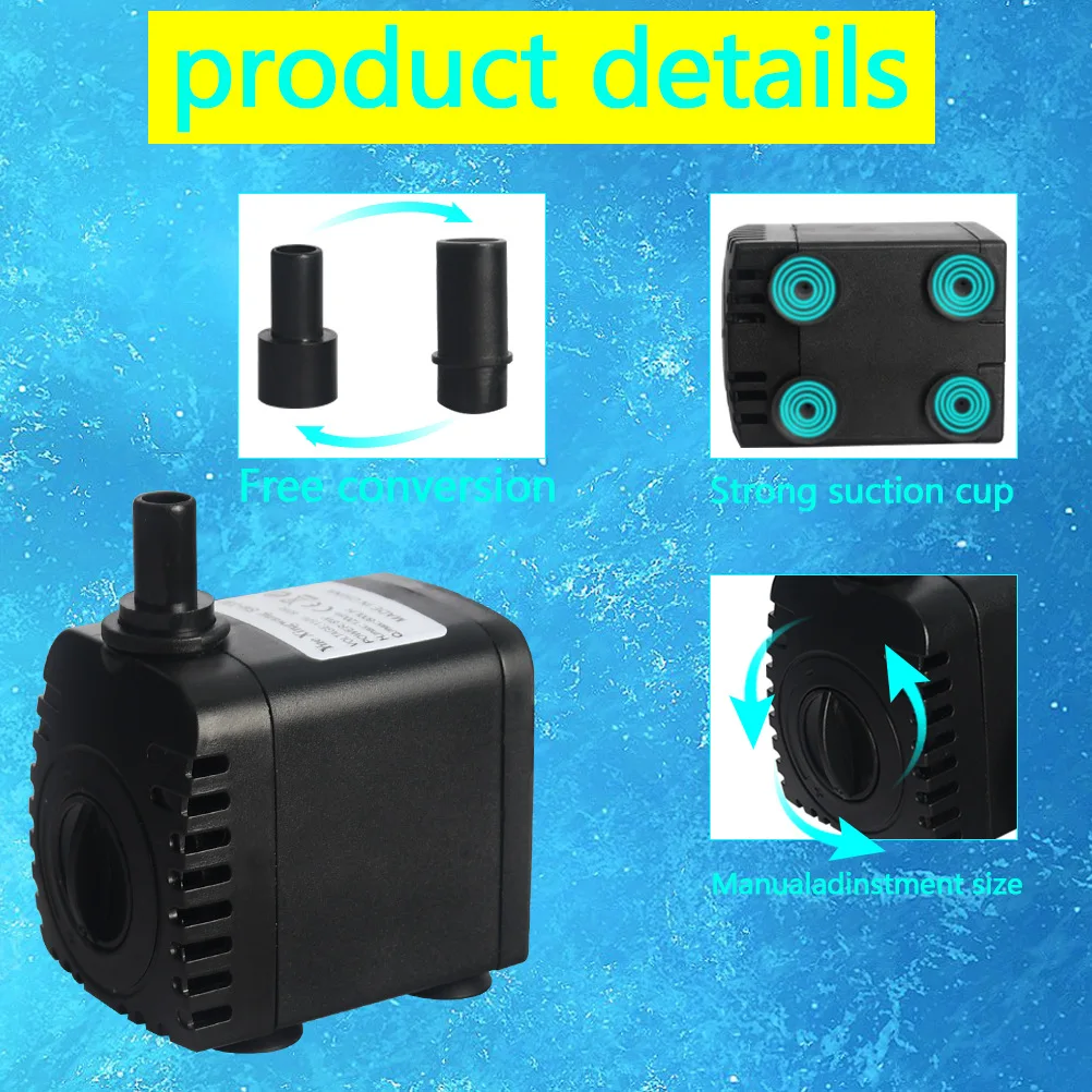 600L/H 8W Submersible Water Pump for Aquarium Tabletop Fountains Pond Water Gardens and Hydroponic Systems with 2 Nozzles AC110V