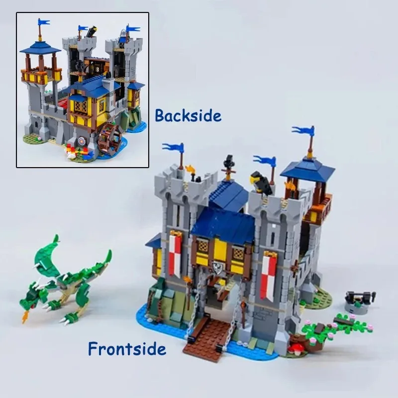 2024 New 31120 Medieval Castle 3in1 Building Blocks Assembling Bricks Model Toys For Children Birthday Gift Set