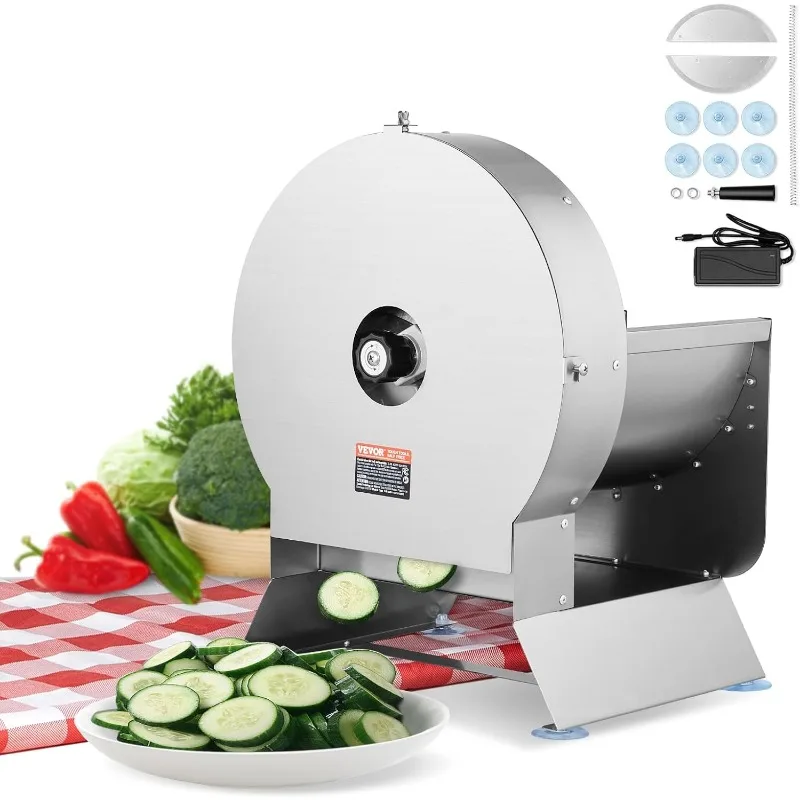 Electric Vegetable SlicerThickness Adjustable Commercial  Machine, Convertible to Manual Stainless Steel Food Cutter Slicing