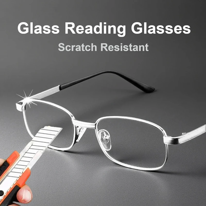 Unisex Full Frame Alloy Material Design Reading Glasses Scratch Resistant HD Lenses Power 0 To +4.0 Eyeglasses for Man and Woman