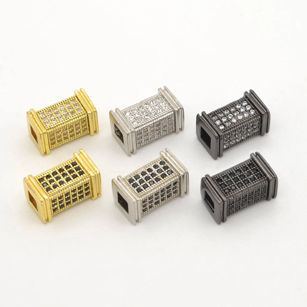 

4Pcs Rectangular Pillar Spacer Beads for Diy Necklace Bracelet Making Supplies Copper Plated Zircon Jewelry Accessorie Wholesale