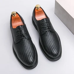 Men Shoes 2024 New Fashion Mature Man Oxford Leather Shoes Social Shoes Casual Business Pointed Toe Dress Driving Working Shoes