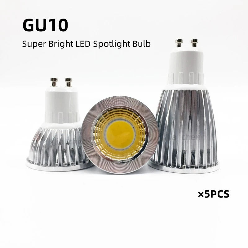 5PCS ultra-bright COB car aluminum cup GU10 bulb Led ceiling light 3W 5W 9W 12W Led spotlights for household commercial use