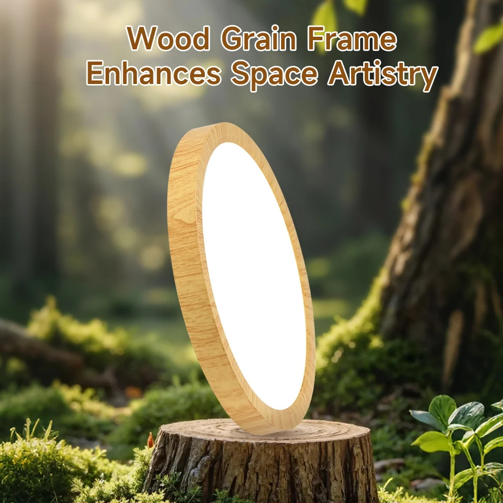 Ultra-thin Ceiling Lamps Wood Grain Led Ceiling Light  Tri color Dimmable LED lustre Panel Lights For Living Room Bedroom Kitche