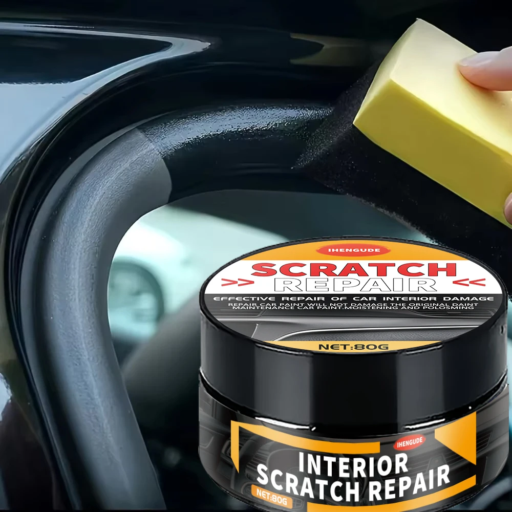 80g Black Car Interior Scratch Repair Wax Plastic Polishing Restorer Suitable for Dashboard, Door Panels, Trunk, and Center Console
