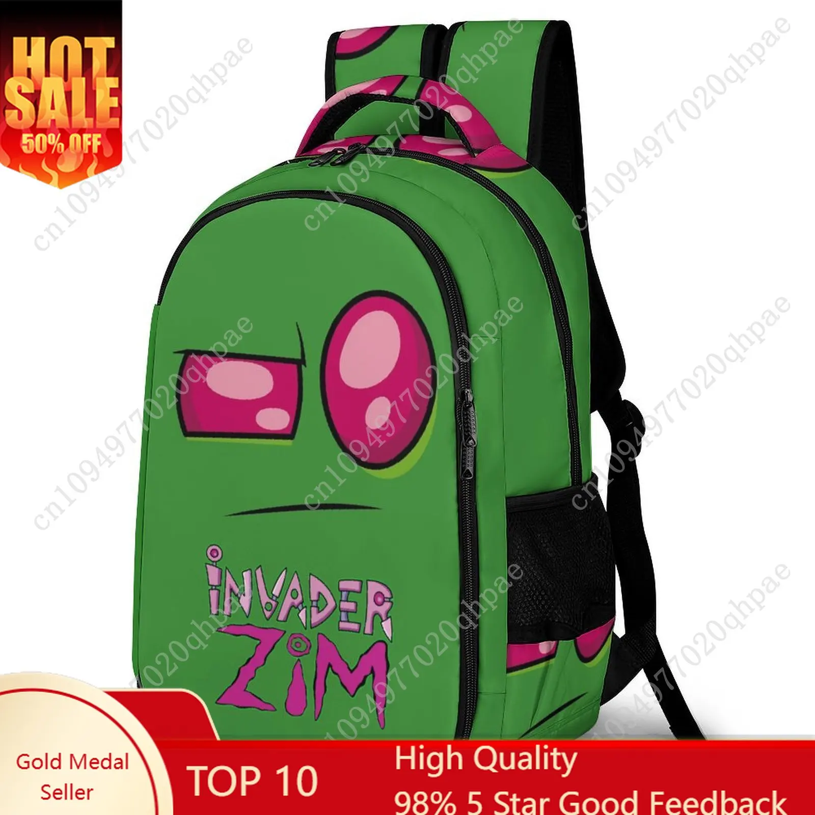

Детский школьный рюкзак Zim Invader для мальчиков и девочек, высококачественный, вместительный, для путешествий и бизнеса, с карманами, настраиваемый, персонализированный подарок