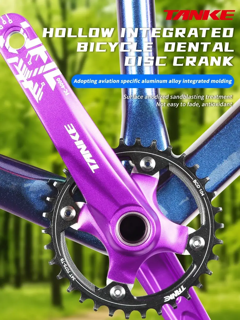 AliExpress TANKE Crankset 170MM Bicycle Chainring hollow integrated crankset 104 BCD Narrow Wide Bike MTB Crown  Square Hole Sprocket crank