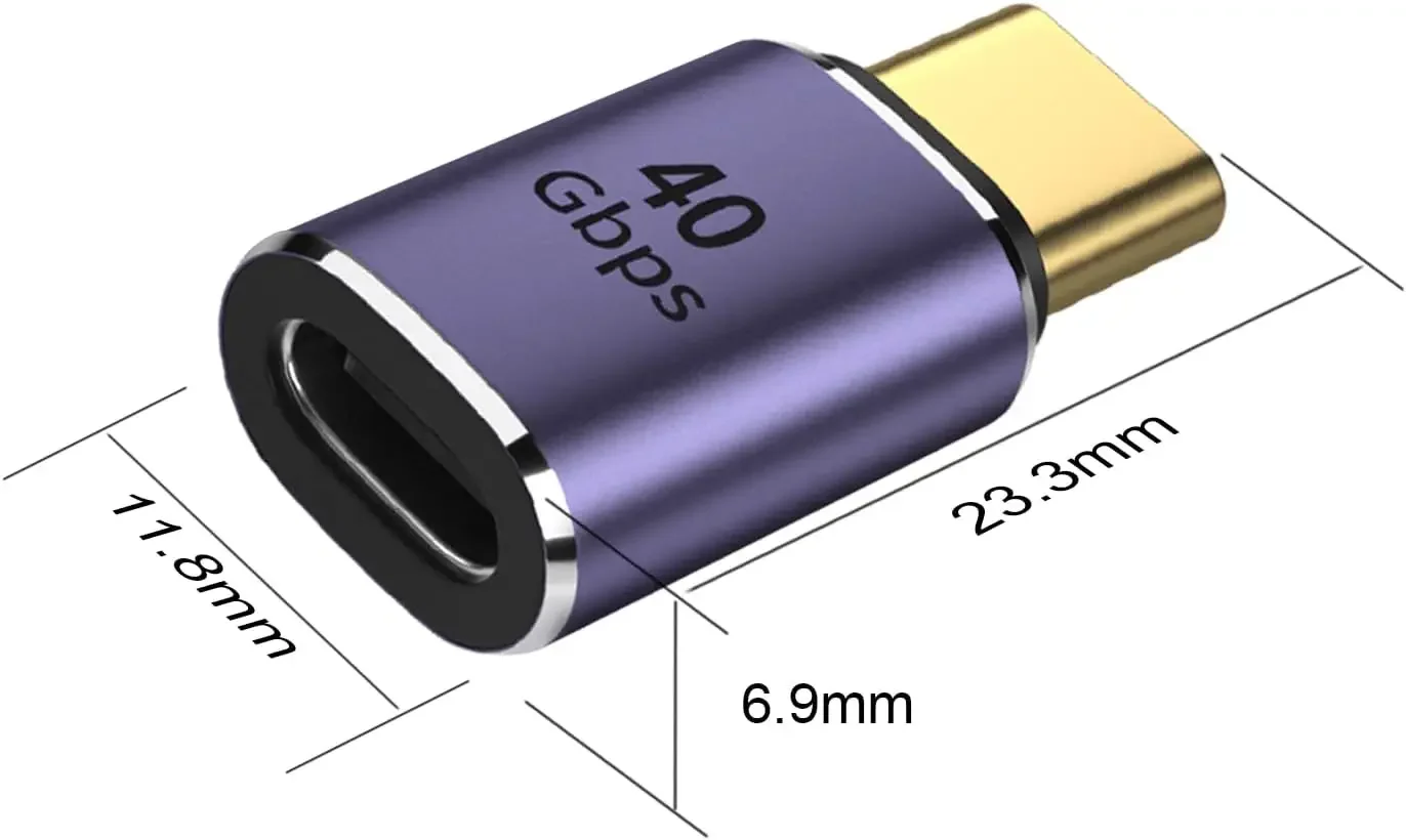 2-Pack USB-C Male to Female Adapter 100W Fast Charging 40Gbps Data Transfer 8K@60Hz Video Output Compatible with Thunderbolt 3/4