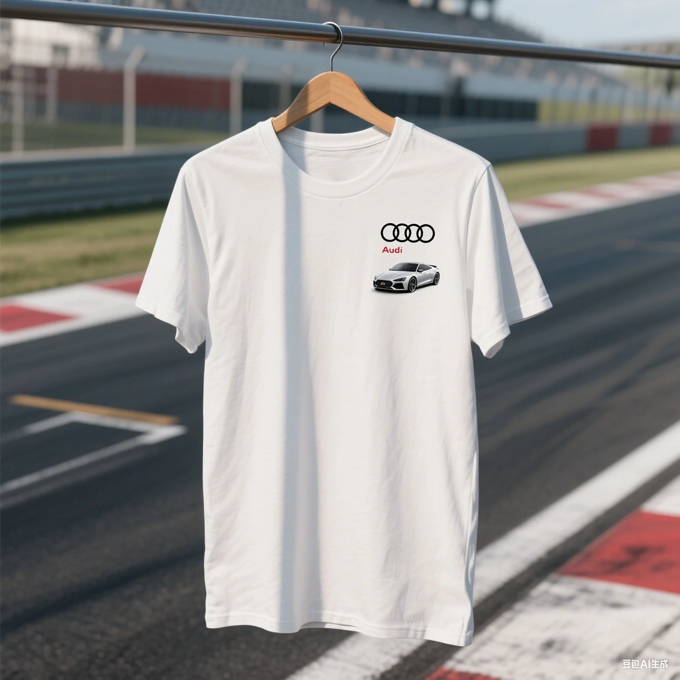 

Футболка для мужчин, летняя повседневная уличная одежда ​ Стиль автомобиля Audi Графика ХлопокЧерный Белый Контрастный Принт Левая Грудь Тема автоспорта