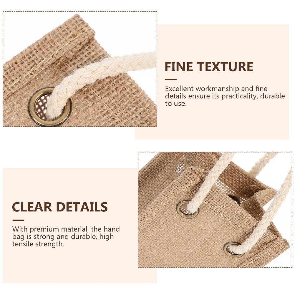 2 قطعة حقيبة زجاجات النبيذ حقيبة هدايا النبيذ الأحمر مع نافذة حقيبة الجوت الثقيلة لحامل الحاضر زجاجة أنيقة محمولة #3