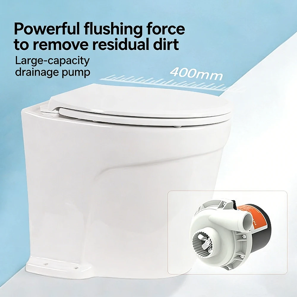 Luxurious Toilet for RV/yacht, Self-draining Toilet Seat, Vehicle-mounted Flushing Ceramic Toilet
