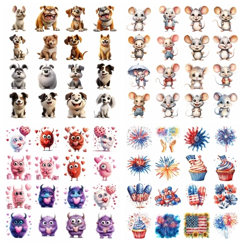 

Мультфильм мышь собака мех монстр набор переводная железная печать виниловые наклейки футболки наклейки DIY игрушка кукла украшение одежды