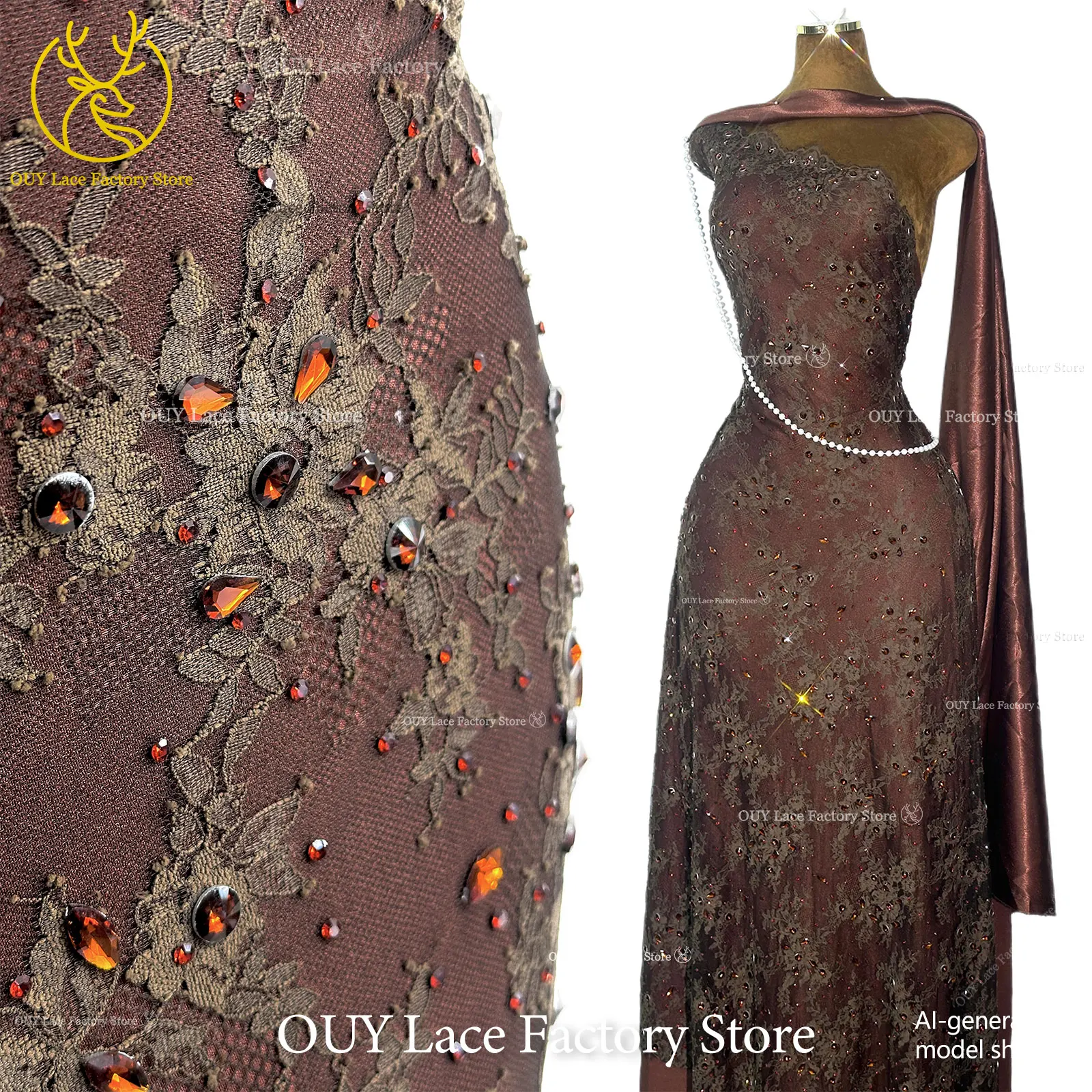 

Luxury African Gemstone Embroidery Lace Fabric 2026 High Quality French Stone Tulle Lace Fabric For Nigerian Women Wedding Dress