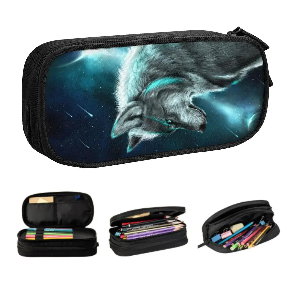 

Custom Animal Wolf Cute Pencil Case Girl Boy Large Capacity Pencil Pouch School Accessories