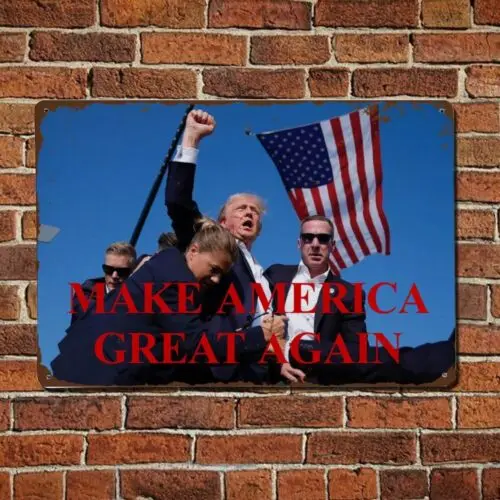 Trump Assassination Attempt Aluminum Metal sign Make American Great again