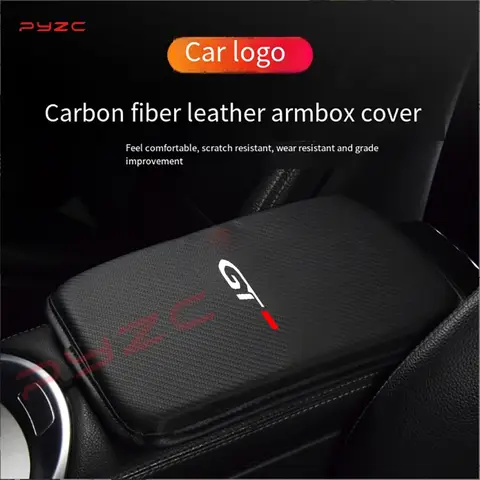 For Peugeot gt gtline 508 5008 3008 307 308Carbon Fiber PU Leather Car Central Armrest Dust Proof Storage Box Cover Pad