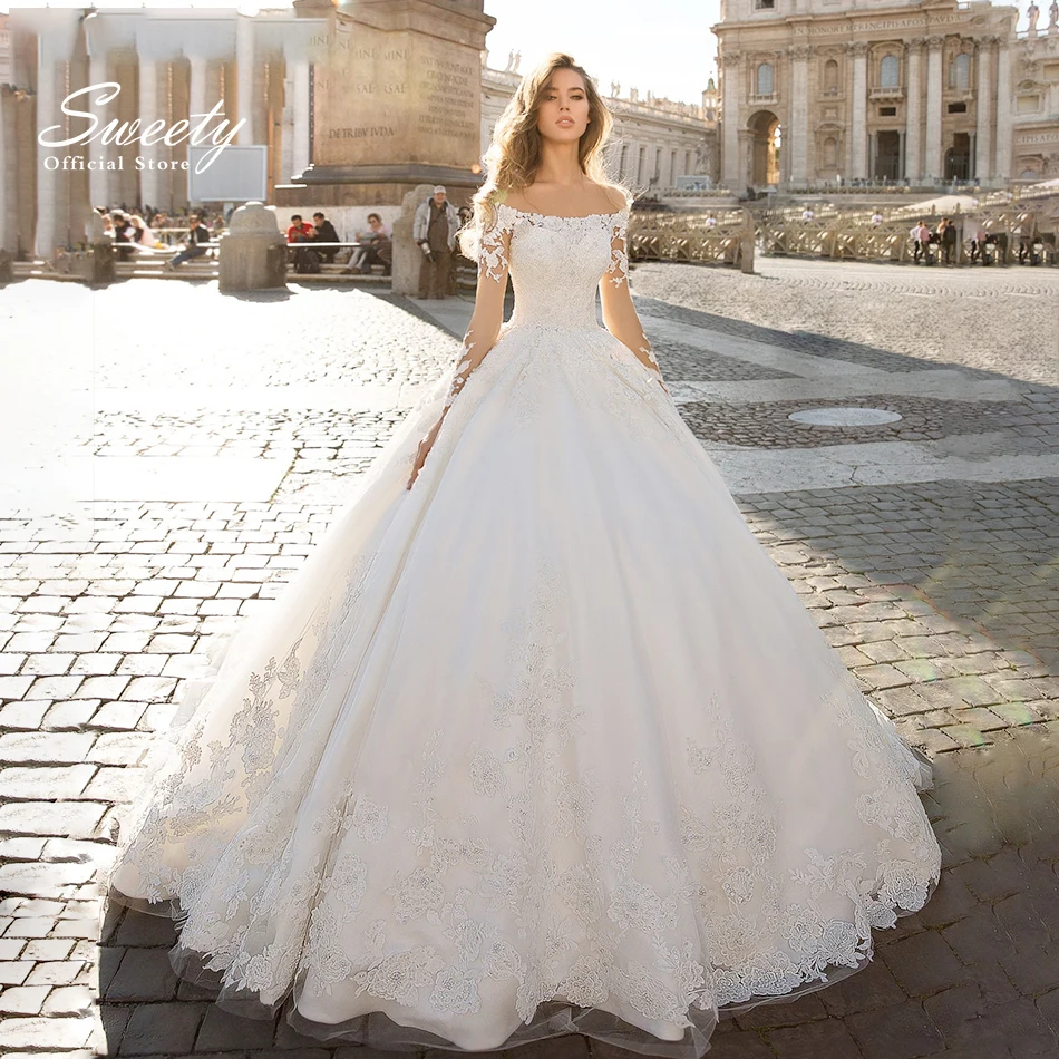 Robe de mariée de luxe en Organza soyeux, tenue de bal de princesse, col bateau, sans manches, avec fermeture éclair à l'arrière, avec des appliques