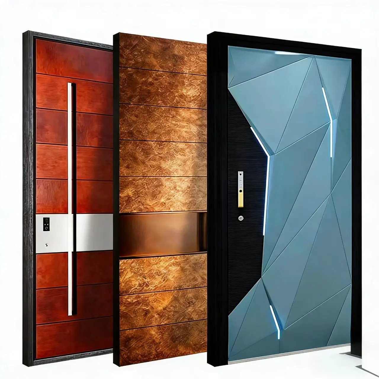 

Современная алюминиевая поворотная противовзломная дверь с усиленной защитой из нержавеющей стали для наружного применения