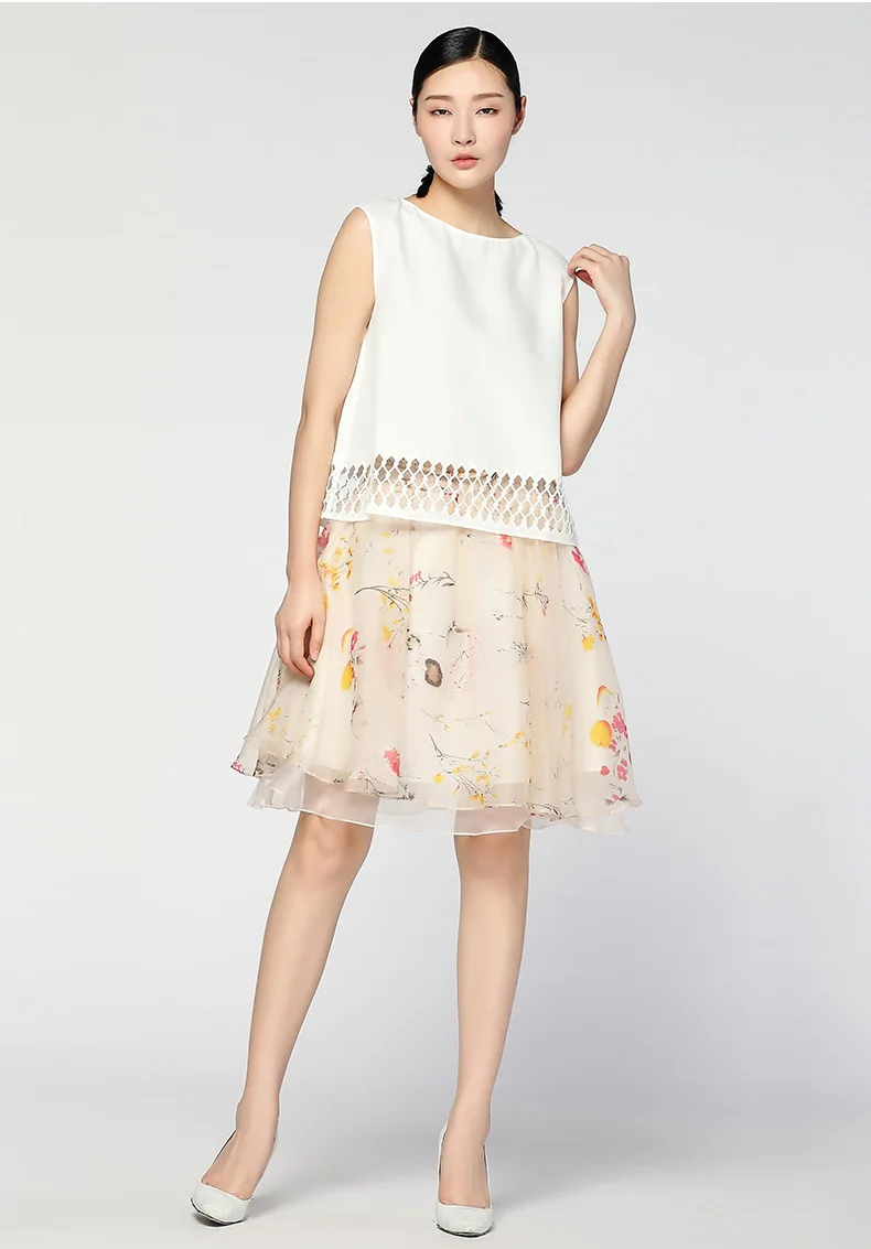 Ele シンプルなラウンドネック刺繍入り透かし彫りベスト KXE436 ファッショナブルな女性用サマーポリエステル繊維ベスト