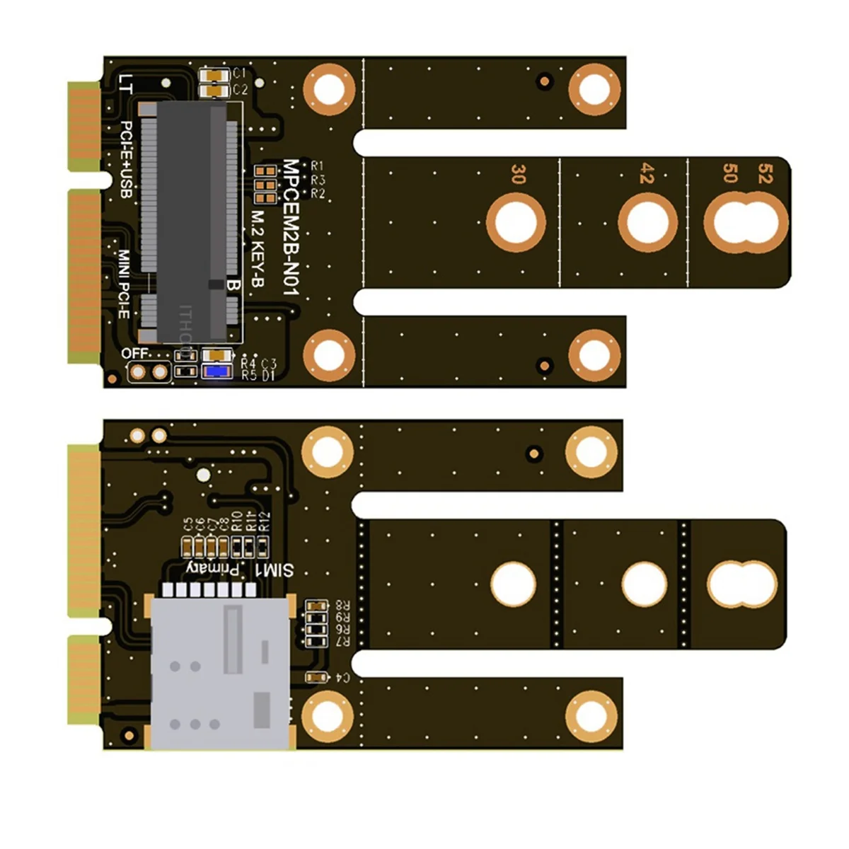 Carte adaptateur MPCIE vers KEY-B 6 000 emplacements MINIPCI-E vers M.2 NGFF Carte adaptateur Alfred Wild WiFi vers M Adaptateur carte B