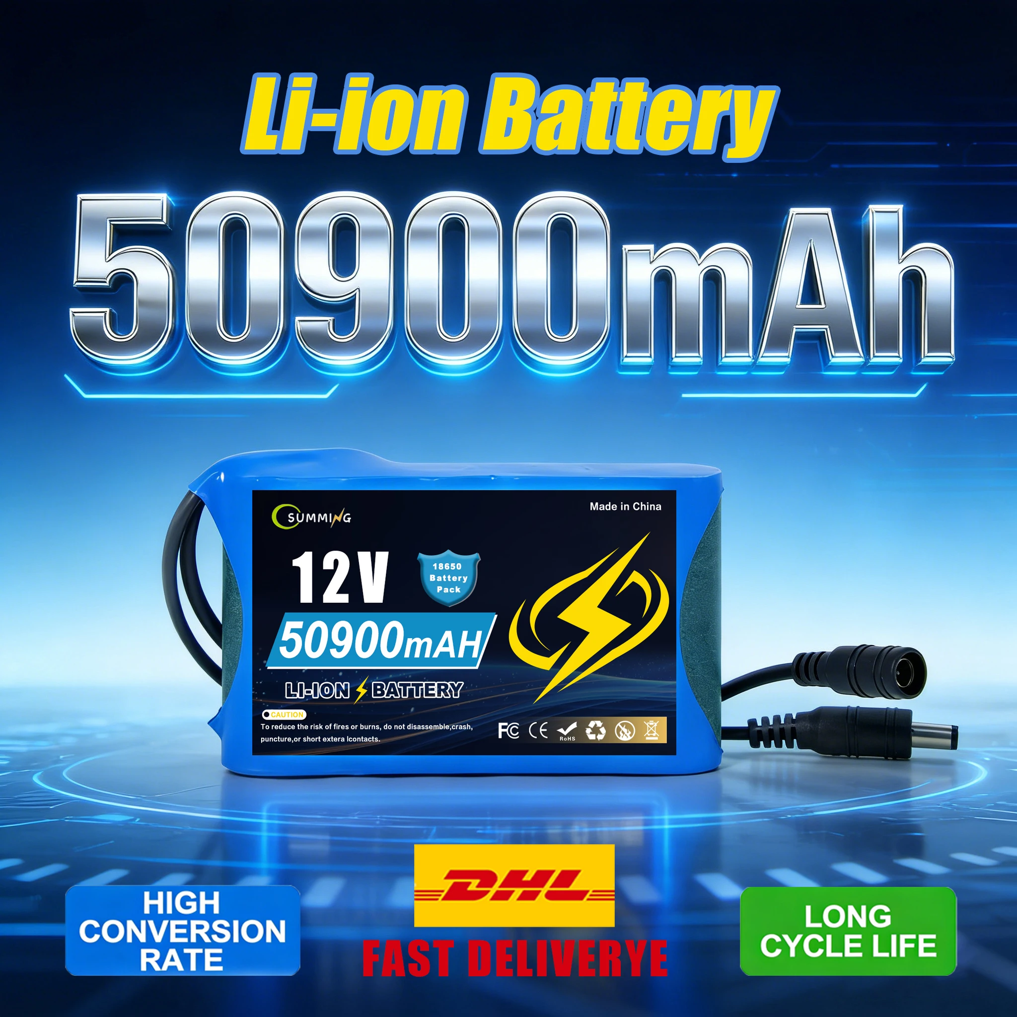 

Новый аккумуляторный блок 3S2P с защитной платой, 12В 50.9Ач (12В 50900мАч), литий-ионный, 18650, DC Суперперезаряжаемая батарея 12,6 В + зарядное устройство
