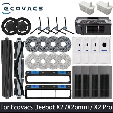 Ecovacs Deebot X2 Omni/ X2 Pro 로봇 진공 청소기 액세서리 먼지 봉투 Hepa 필터 메인 브러시 걸레 홀더 쓰레기통 부품
