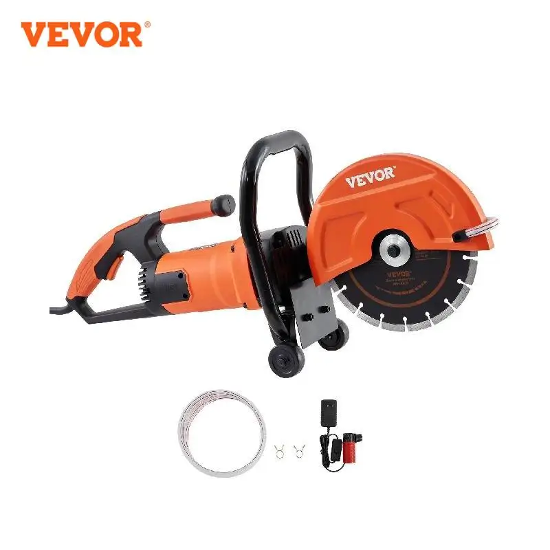 

VEVOR Electric Concrete Saw 9 in Circular Saw Cutter with 3.5 in Cutting Depth Wet/Dry Disk Saw Cutter Includes Water Line Pump