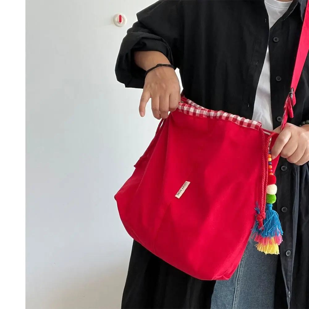 Fashion Large Capacity Drawstring Tote Bag Casual All-match Denim Shoulder Bag Cowboy Leisure Casual Canvas Bag Outdoor
