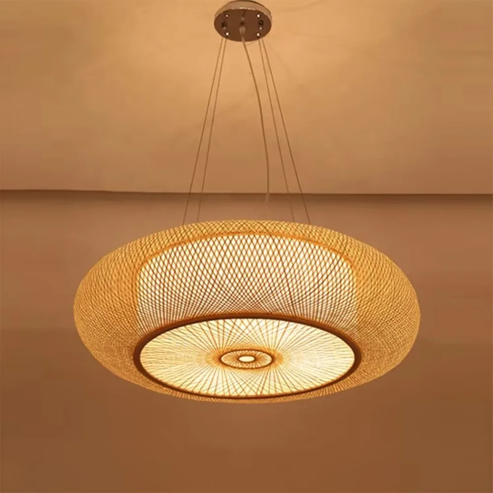 

Round Natural Handmade Retro Classics Wicker Hand-woven Bamboo Pendant Light Rattan Pendant Light Bamboo Hanging Lampshade